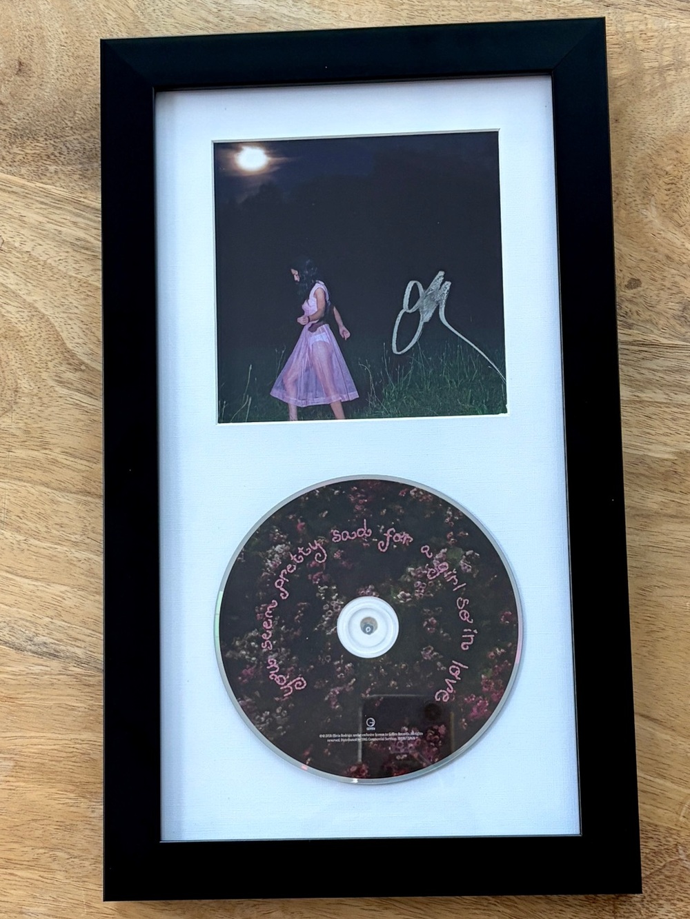 SIGNED & Framed Olivia Rodrigo you seem pretty sad for a girl so in love CD - Picture 2 of 7